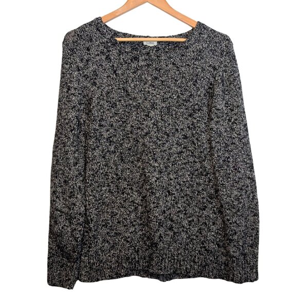 L.L. Bean Women’s Large Cotton Ragg Knit Sweater Black White - Picture 1 of 6